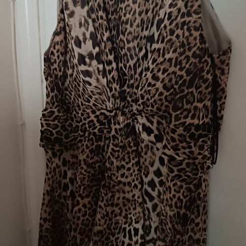 Wallis Midi Leopard Dress Sleeveless New with Waist Tie and Ruffles