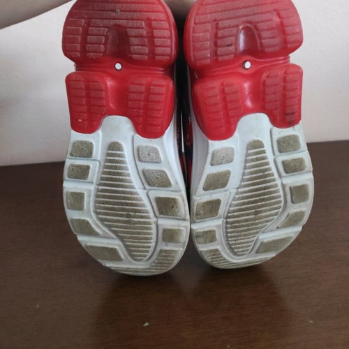 Children's shoes used, size 27, blue and red with dinosaur design