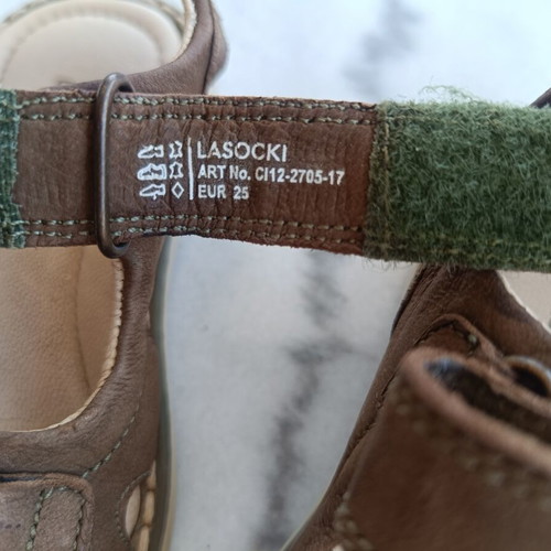 Lasocki leather sandals size 25 used, beige and brown