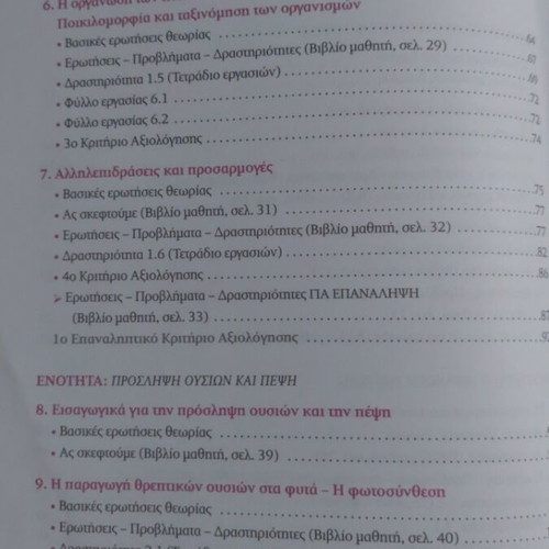 Biology A Gymnasiou textbook, Savvalas edition