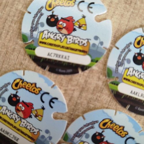 Angry Birds collectible caps from Cheetos, set of 6, like new