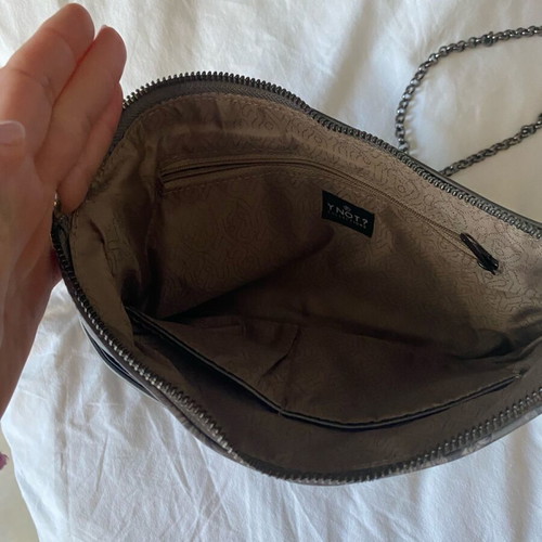 Y Not? Evening clutch crossbody like new, gray and silver
