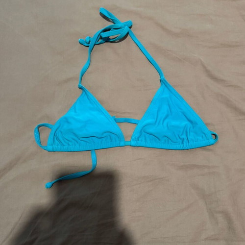 Bikini top triangle turquoise tied S-M like new
