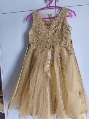 Flower girl dress size 12 like new, gold shade