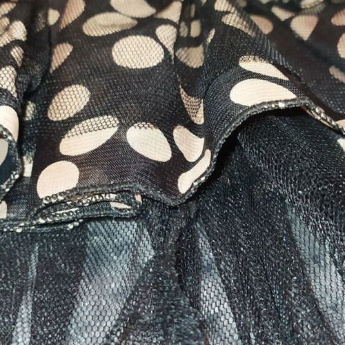 Tulle polka dot skirt used, size S, black and beige