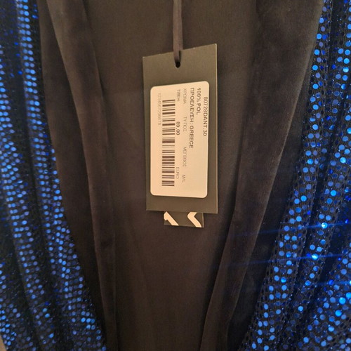 Glamorous jacket blue with sequins, velvet collar and belt Deppy Joo new