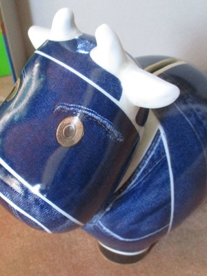 Multiple Choice porcelain cow piggy bank new with lock