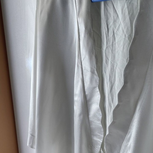 Women's satin bridal robe with padded sleeves and belt like new, white