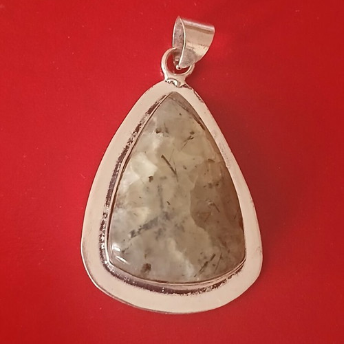 Pendant with natural stone in 925 silver, 5 cm, like new