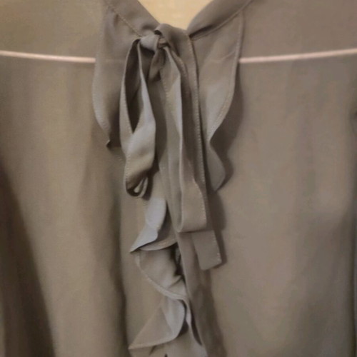 Zara blouse black transparent silk-like with bow, like new, size L