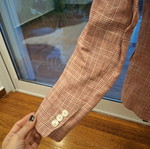 Massimo Dutti pink check linen jacket like new, size S