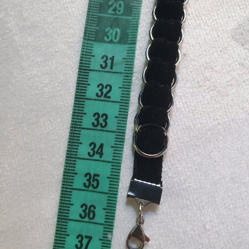 Black Velvet Chainmail Choker Stainless Steel O Ring Handmade