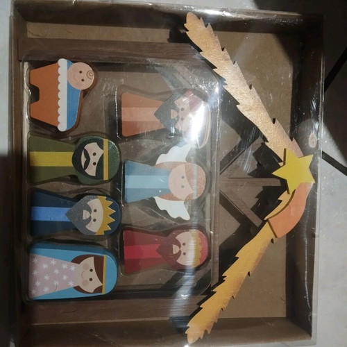 Wooden nativity scene
