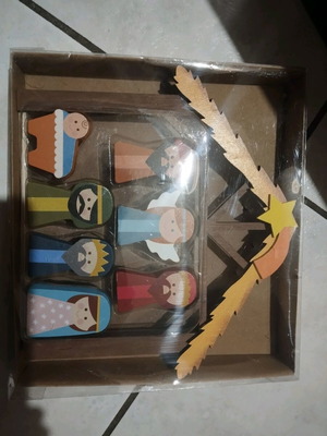 Wooden nativity scene
