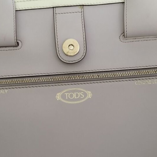 Tod's Leather Cape Tote Bag used, cream color