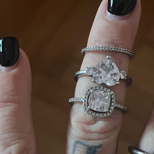 Silver 925 rings with zircon stones like new, set of 3
