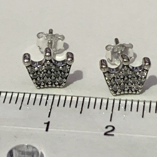 Pandora silver earrings crown shape S925 ALE like new