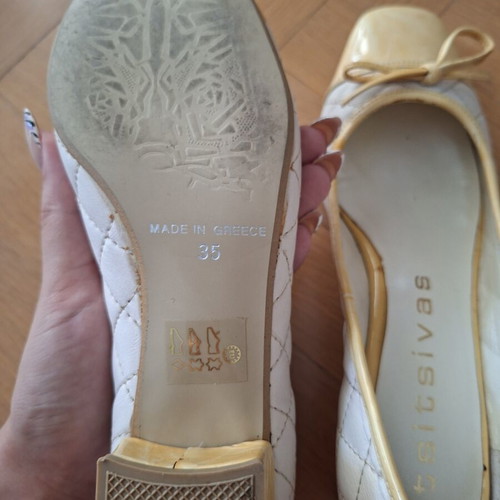 Tsitsivas leather ballerina shoes size 35, white and yellow