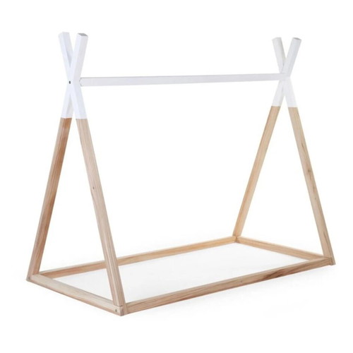 Montessori bed frame with slats like new, wood and white