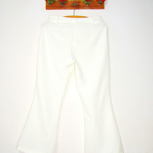 Crop pants flared white new, medium-large with zipper