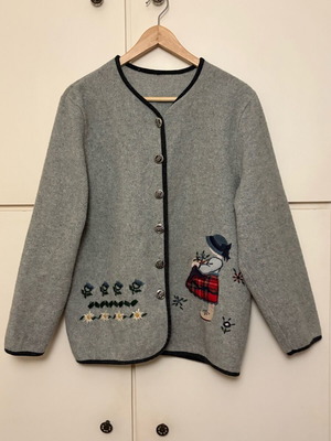 Vintage women's Trachten cardigan gray wool like new