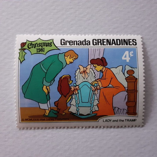 Disney Lady and the Tramp 1981 stamp set from Grenada Grenadines, new