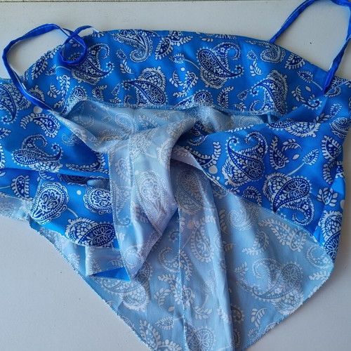 Women's blue bandana top with paisley pattern