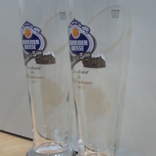 Schneider Weisse beer set of two used promotional glasses 500ml