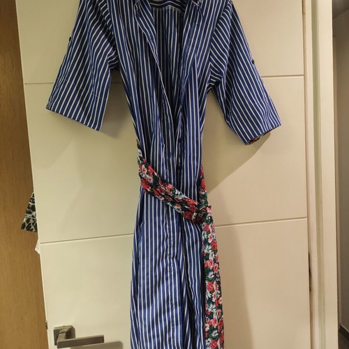 Shirt dress new, striped with floral details