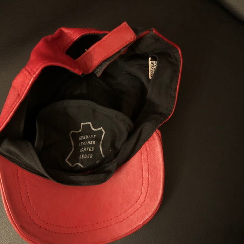 Leather red jockey cap like new