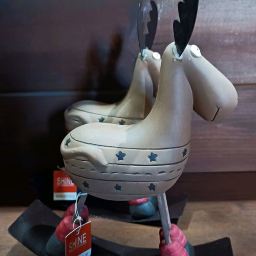Vintage ceramic rocking reindeer set of 2 new