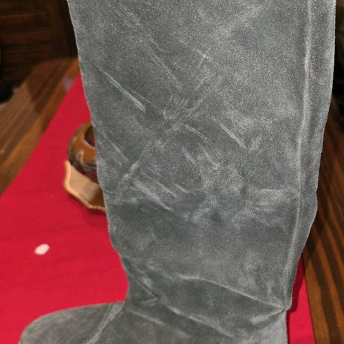 Suede boots used, green, size 37