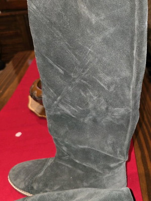 Suede boots used, green, size 37