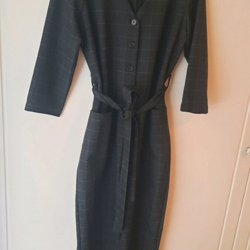 Mango one-piece like new, charcoal with subtle check details