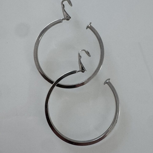 Large Silver Hoop Earrings with Clip new
