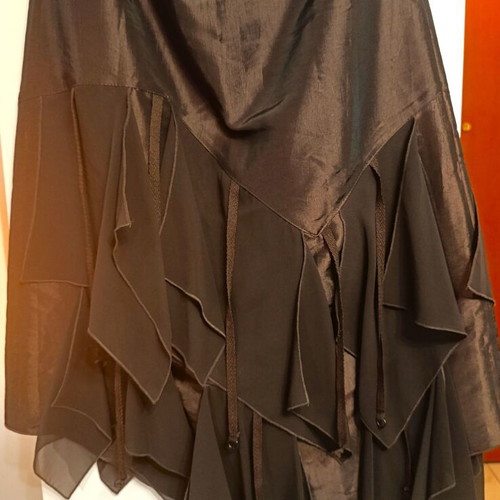 SyRan satin asymmetrical skirt, brown