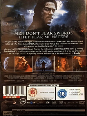 DVD Dracula Untold μεταχειρισμένο, περιπέτεια τρόμου, αγγλικοί υπότιτλοι