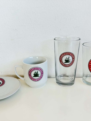 Haralambous Coffee Glasses, Double Cup and Single Saucer Lot like new