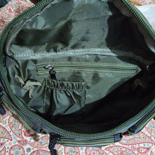 Army Green Waist Bag new with multiple pockets and wide strap