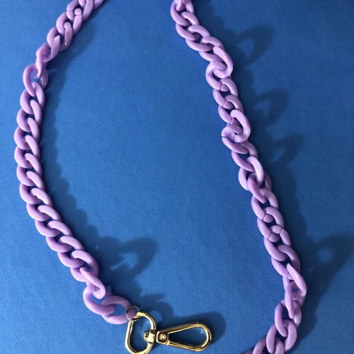 Lilac Acrylic Chain Lariat Choker with Adjustable Gold-Tone Trigger Clasp