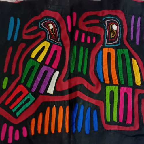 Molas handmade patchwork pair from Kuna, Colombia