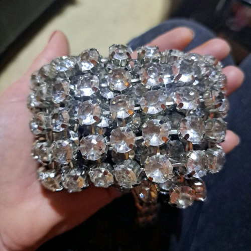 Belt with rhinestones metallic silver 70 cm + chain like new