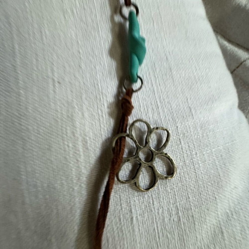 Leather handmade necklace with silver elements