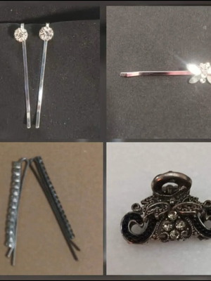 Hair clip and hairpins like new with rhinestones and pearls