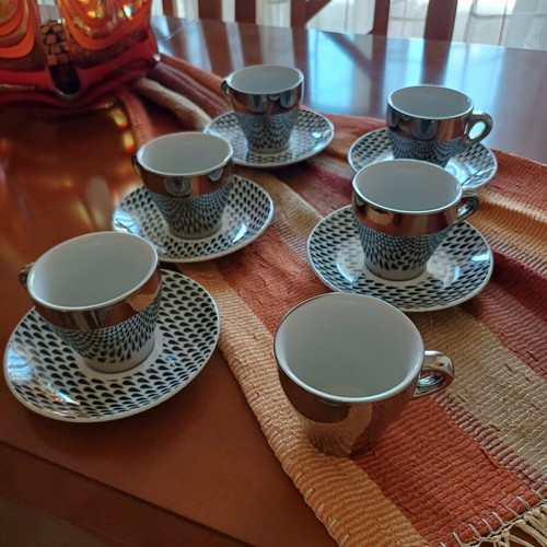 Cappuccino cups set like new, fine porcelain, 6 cups 5 saucers