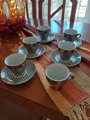 Σετ κούπες Cappuccino σαν καινούργιο, fine porcelain, 6 φλιτζάνια 5 πιατάκια