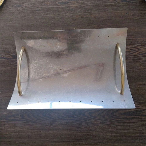 Metal decorative tray used with gold details