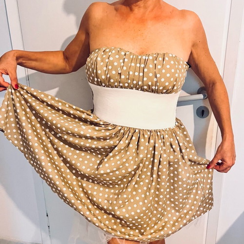Zic Zac polka dot dress size S used, beige with tulle