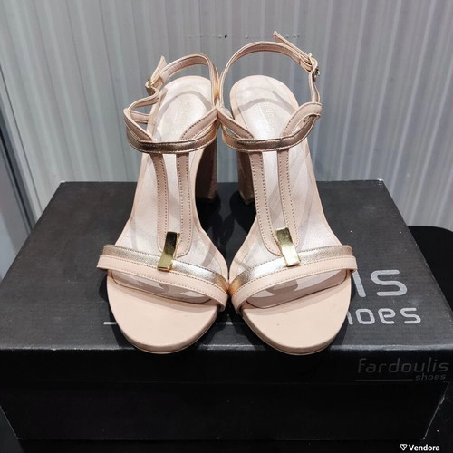 Fardoulis leather sandals size 38 used, pink and gold