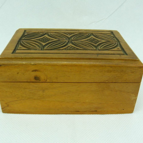 Old wooden jewelry box used, brown